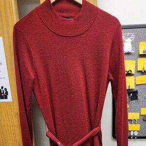 Elie Tahari red sweater dress with belt